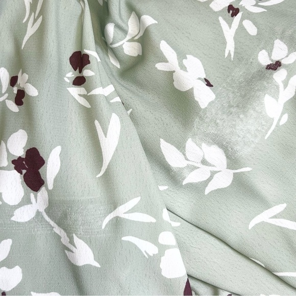 WILLOW 70s Sage Floral Print Wrap Tie Waist Puffed 3/4 Long Sleeve Crop Top XS - Picture 11 of 11